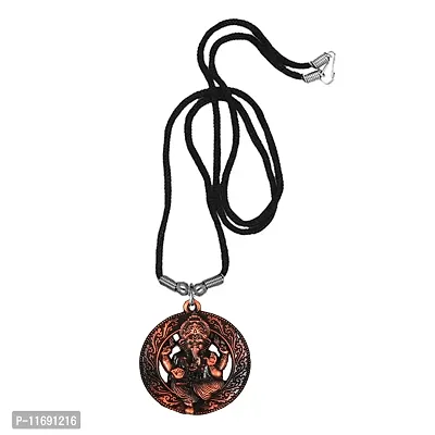AFH Lord Vignaharta Ganesha Copper Locket With Cord Chain Pendant for Men and Women