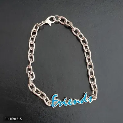 AFH Friends Forever Gifiting Decorative stainless steel link chained Blue Friend Charm Bracelet For Boys And Girls-thumb2