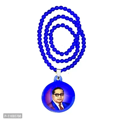 AFH Babasaheb Ambedkar Jay Bhim Locket With Blue Crystal Bhim Mala Chain Pendant