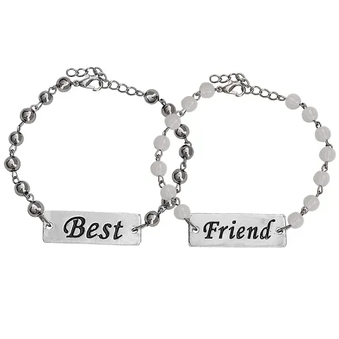 AFH Stylist Best friend Onyx Crystal Beads Couple Bracelet With Lobster Clasp Adjustable Frendship band Gifiting For Boys And Girls