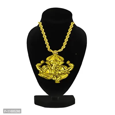 AFH Lord Ganesh Ganpati Gold Brass Pendant Necklace Chain for Men,Women-thumb2