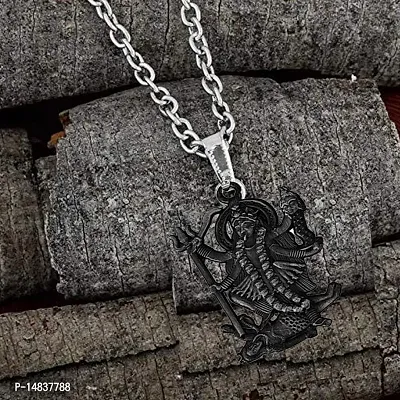 Goddess Maa Kali Mahakali Religious Grey Zinc Metal Pendnet Link Chain for Men,Women-thumb3