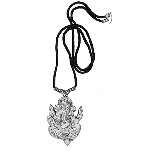 AFH Shiv Gauri Putra Ganesh Metal Locket with Cord Chain Pendent for Men, Women