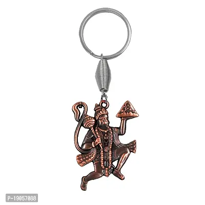 Flying Hanuman Sanjeevani Copper Metal keychain for Men and Women-thumb0