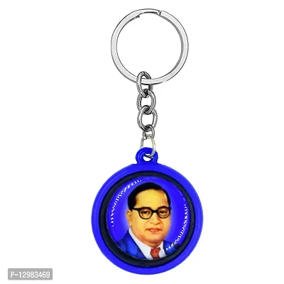 Babasaheb Ambedkar with Meditating Lord Buddha Rotating Blue Keychain for Men and Women