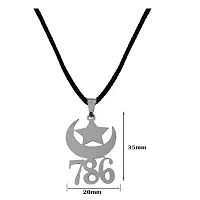 AFH God Allah Crescent Moon 786 Religious Silver Cord Chain Stainless Steel Pendant for Men and Women-thumb1