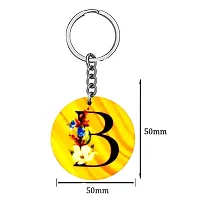 Alphabet B Flower Intial New Generation Love Charm Gift Yellow Keychain for Men and Women-thumb1