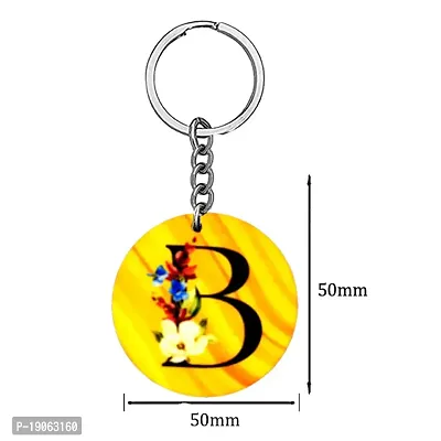 Alphabet B Flower Intial New Generation Love Charm Gift Yellow Keychain for Men and Women-thumb2