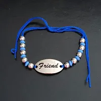 AFH Engraved friend Decorative Beads Silver Blue with Cord Chain Adjustable Frendship band Bracelet For Boys And Girls-thumb3