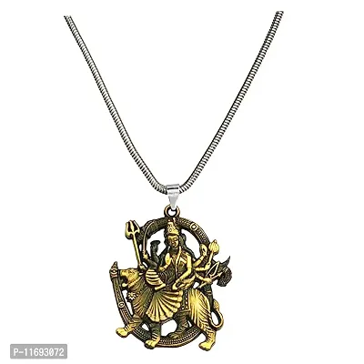 AFH Maa Durga Sherawali Mata Bronze Locket with Snake Chain Pendant for Men and Women