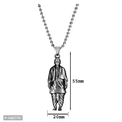 Indian Leader Sardar Vallabhbhai Patel Grey Zinc Metal Pendnet Bead Chain for Men,Women-thumb2