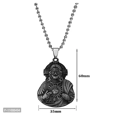 AFH Relogious Jesus Christ Holy Cross Christian Grey Locket with stainless Steel chain Pendant For Men,Women-thumb2