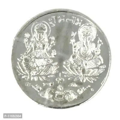 AFH Metal Laxmi Ganesh Silver Coin Yantra for Pooja - for Health, Wealth, Prosperity and Success