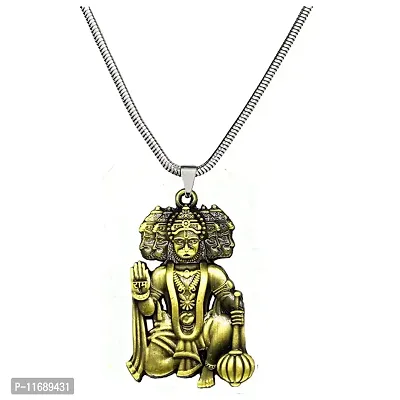 AFH Lord Panchmukhi Hanuman Bronze Religious Locket with Snake Chain Pendant for Men and Women-thumb0