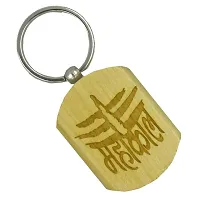 AFH Lord Shiva Mahakaal Wooden Brown Religious Keychain for Men and Women-thumb1