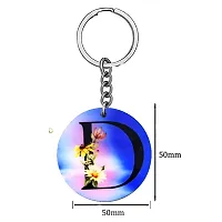 Alphabet D Flower Intial New Generation Love Charm Gift Blue Keychain for Men and Women-thumb1