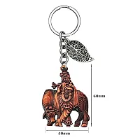 Lord Krishna with Cow Copper Lucky Leaf Charm Key Chain for Men and Women-thumb1