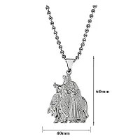 AFH Shri Radha Krishna Cow Silver Idol Religious Chain Pendant For Men,Women-thumb1