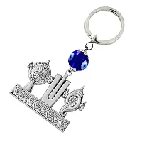 Lord Tirupati Balaji Shanku Chakra Namam Evil Eye Silver Gifting Keychain for Men and Women-thumb1