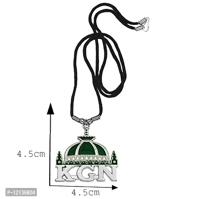 Religious Mosque Shape KGN Allah Silver Green with Cord Chain Pendant For Men,Women
