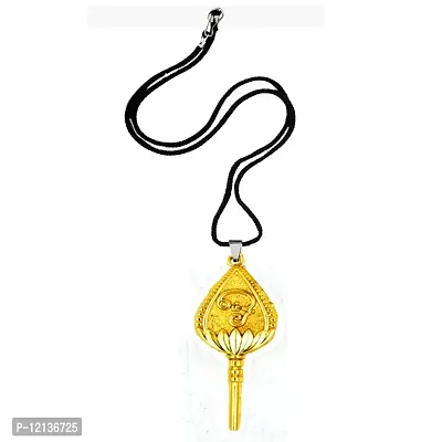 Tamil Om Murugan Vel Bronze Gold Locket with Cord Chain Pendent for Men, Women