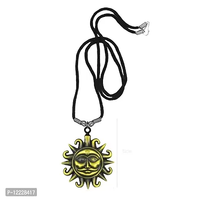 Surya Sun Star Sign Bronze Locket Cord Chain Pendnet for Men and Women