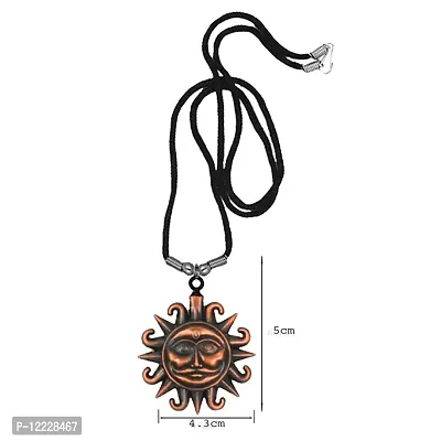 Surya Sun Star Sign Copper Locket Cord Chain Pendnet for Men and Women-thumb0