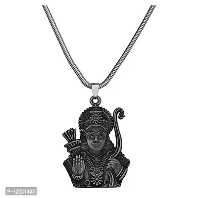 Dasharatha Nandan Lord Prabhu Ram Grey Locket With Snake Chain Pendant for Men and Women