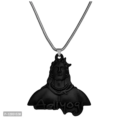 Lord Shiv Adiyogi black Locket With Snake Chain Pendant for Yoga and Meditation