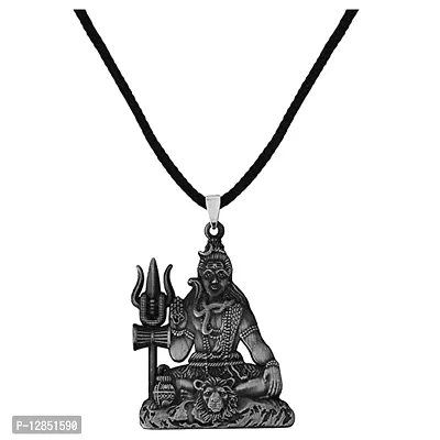 Lord Shiv Mahadev Bholenath Grey Locket With Cord Chain Pendant for Men and Women