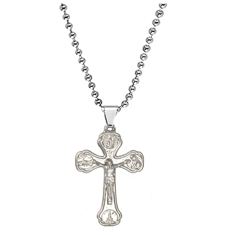 Sullery Religious Christmas Gift Lord Holy Jesus Christ Crucifix Cross And Stainless Pendant Necklace Chain For Men And Women