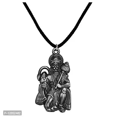 Lord Hanuman Gadhadhari Religious Grey Locket with Cord Chain Pendent