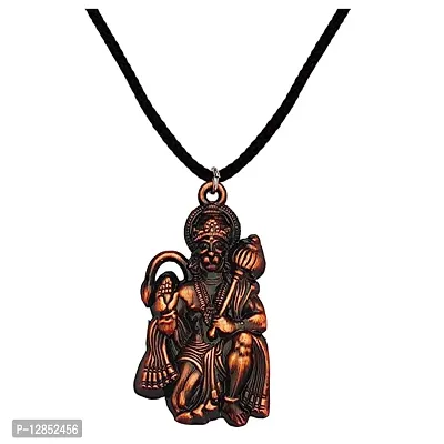 Lord Hanuman Gadhadhari Religious Copper Locket with Cord Chain Pendent