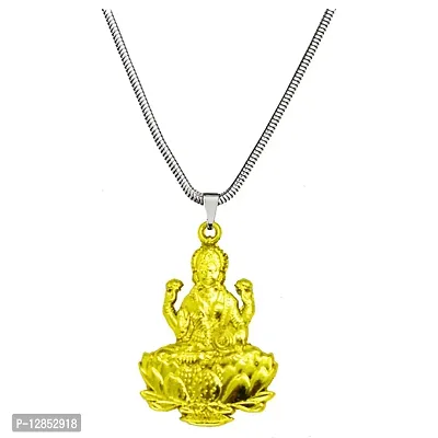 Mata Laxmi Mahalaxmi Gold Religious Locket with Snake Chain Pendant for Men and Women