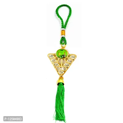Islamic Mecca Madina, 786 Allah Green Golden Diamond studded Car Decorative Hanging Ornament