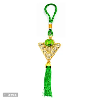 Islamic Mecca Madina, 786 Allah Green Golden Diamond studded Car Decorative Hanging Ornament-thumb0