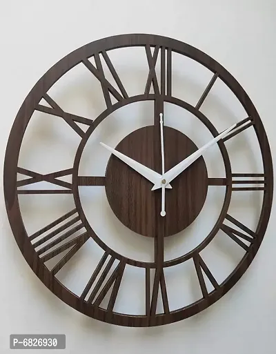Ingo creation Round Roman Wooden Clock, Wood Carving MDF Design Wall Clock, Perfect for Office, Classroom, Bedroom, Living Room, Kitchen, Restaurant,Hotel etc-thumb2