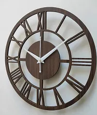 Ingo creation Round Roman Wooden Clock, Wood Carving MDF Design Wall Clock, Perfect for Office, Classroom, Bedroom, Living Room, Kitchen, Restaurant,Hotel etc-thumb2
