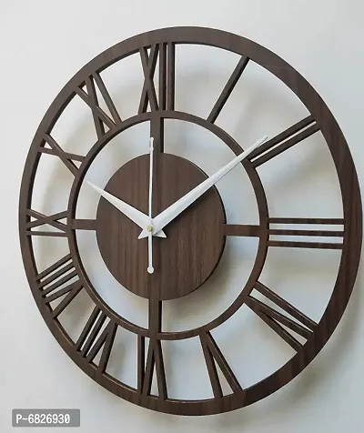 Ingo creation Round Roman Wooden Clock, Wood Carving MDF Design Wall Clock, Perfect for Office, Classroom, Bedroom, Living Room, Kitchen, Restaurant,Hotel etc-thumb3