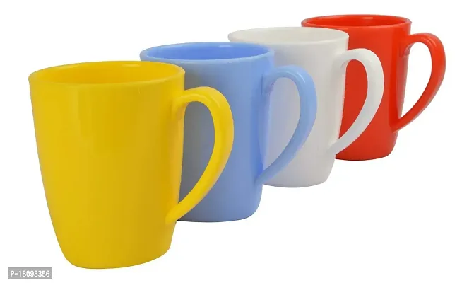LIFEPLAST Polypropylene Tea/Coffee Mug - 4 Pieces, Multicolour White, 300 ml-thumb0