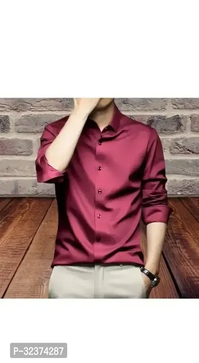 Stylish Maroon Cotton Blend Casual Shirt For Men-thumb0