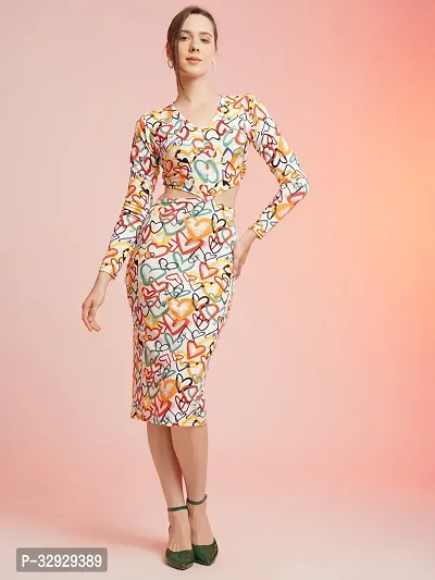 Stylish Multicoloured Polyester Printed Dress For Women-thumb0