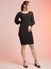 Stylish Black Polyester Solid Dress For Women-thumb2