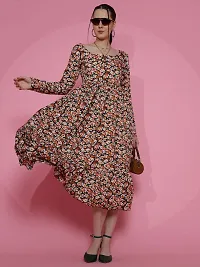 Stylist Crepe Dress For Women-thumb2