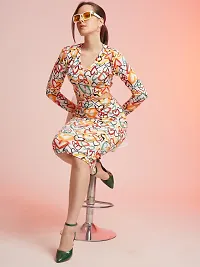 Stylish Multicoloured Polyester Printed Dress For Women-thumb3