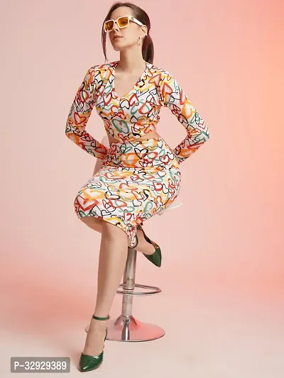 Stylish Multicoloured Polyester Printed Dress For Women-thumb4