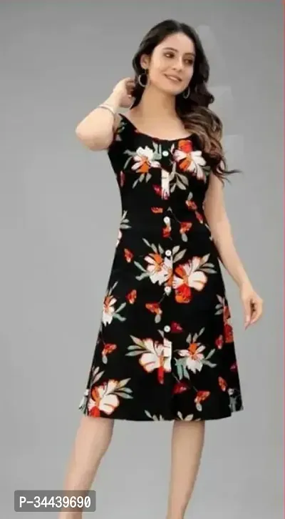 Fancy Crepe Dress For Women-thumb0