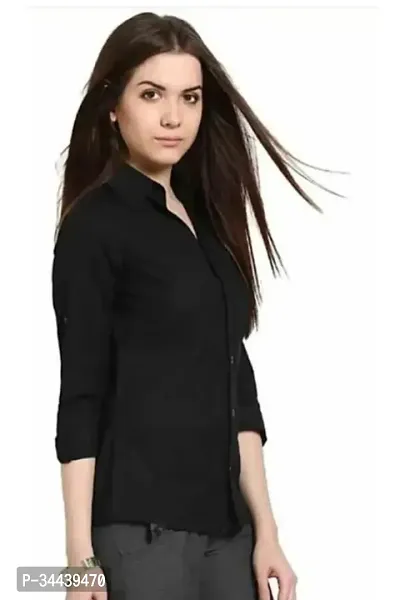 Elegant Black Cotton Solid Shirt For Women-thumb0