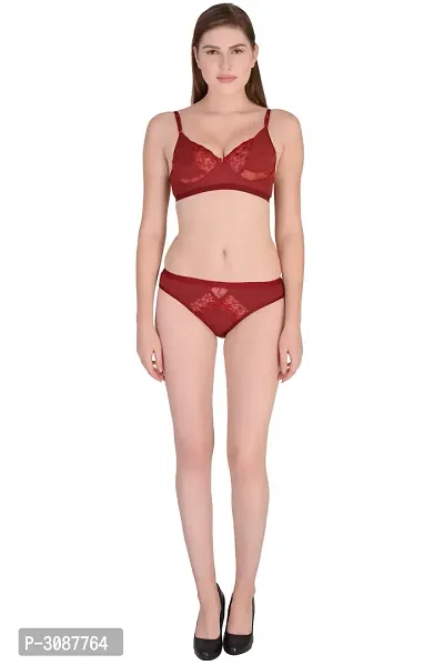 Trendy Maroon Hosiery Lingerie Set-thumb0