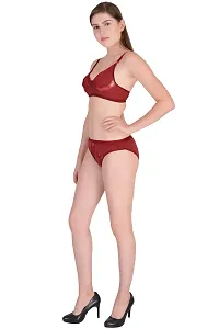 Trendy Maroon Hosiery Lingerie Set-thumb2